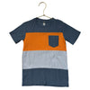Tea Collection Slate Blue, Orange Gray Striped &-Shirt - Size 5