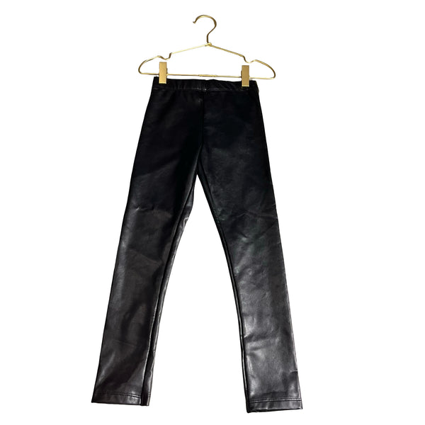 H&M Black Faux Leather Leggings - Size 7