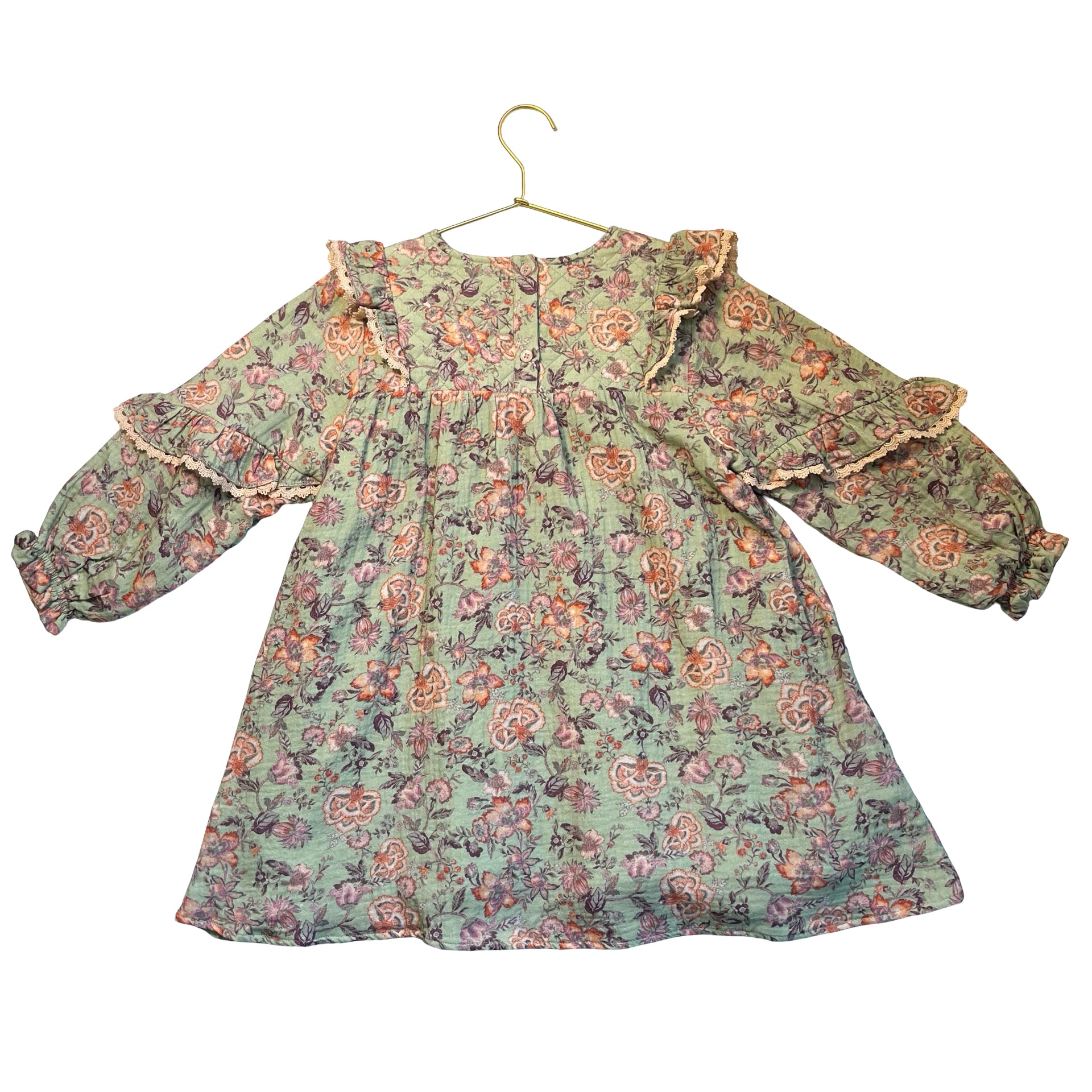 Louise Misha Sage Green Floral Dress - Size 6Y