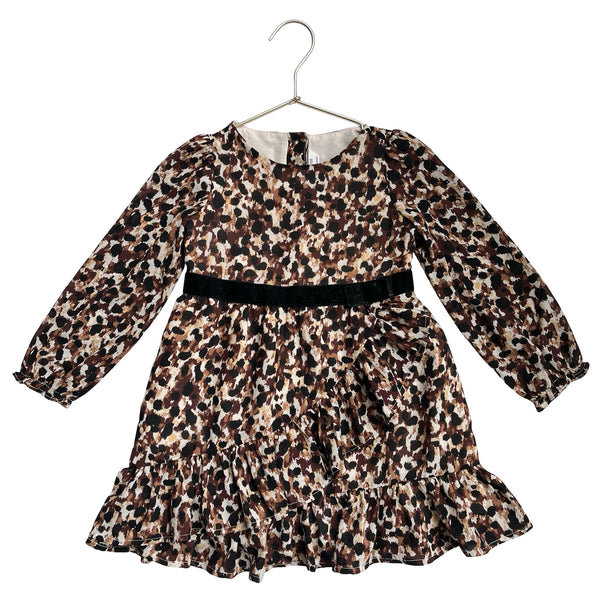 Janie and Jack x Rachel Zoe Brown & Ivory Leopard Chiffon Dress - Size 3