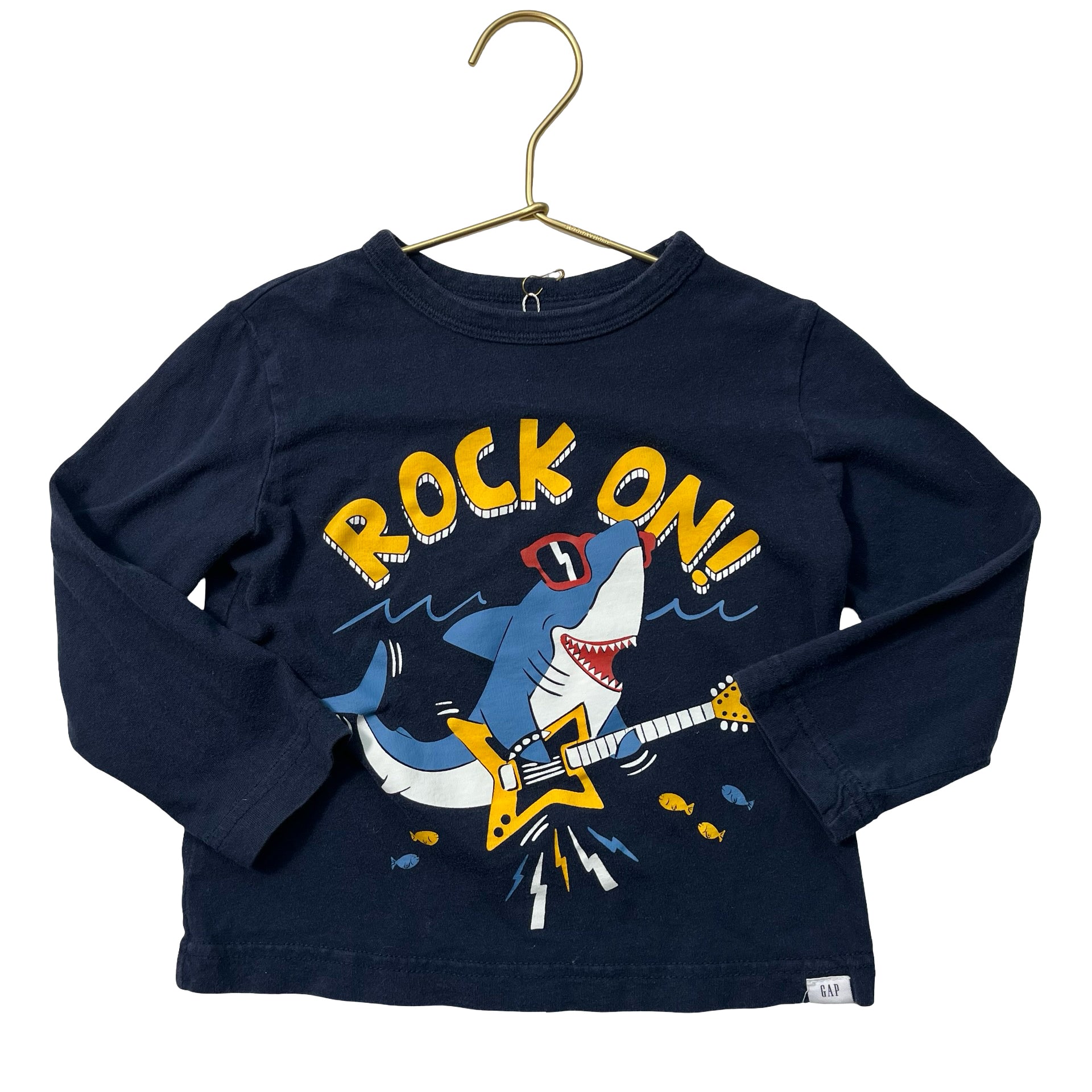 Gap Navy 'Rock On' Shark Guitar Shirt - Size 2