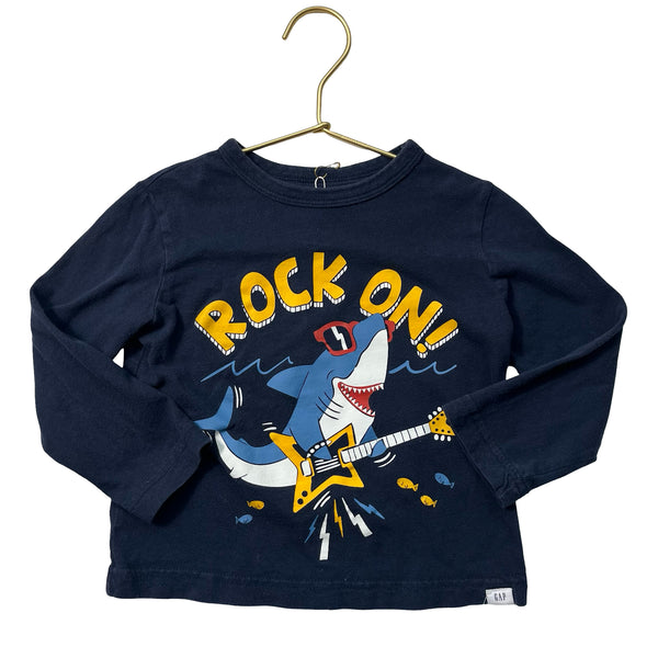 Gap Navy 'Rock On' Shark Guitar Shirt - Size 2