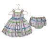 Jacadi White & Pastel Plaid Dress & Bloomers - Size 24 Mo