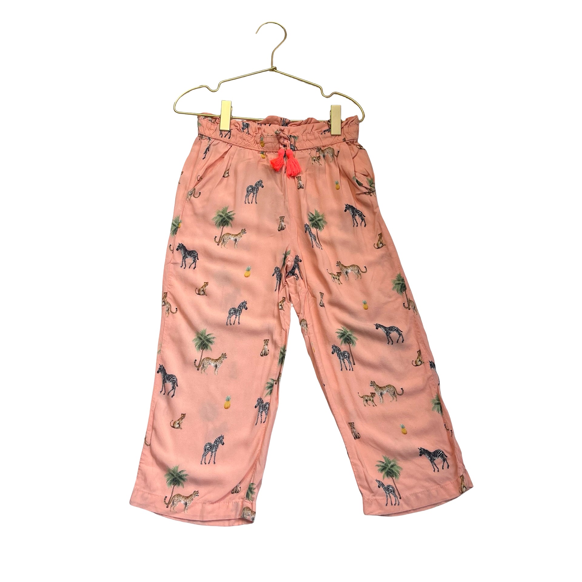 H&M x K. Kijak Peach Wild Animal Print Pants - Size 7-8Y