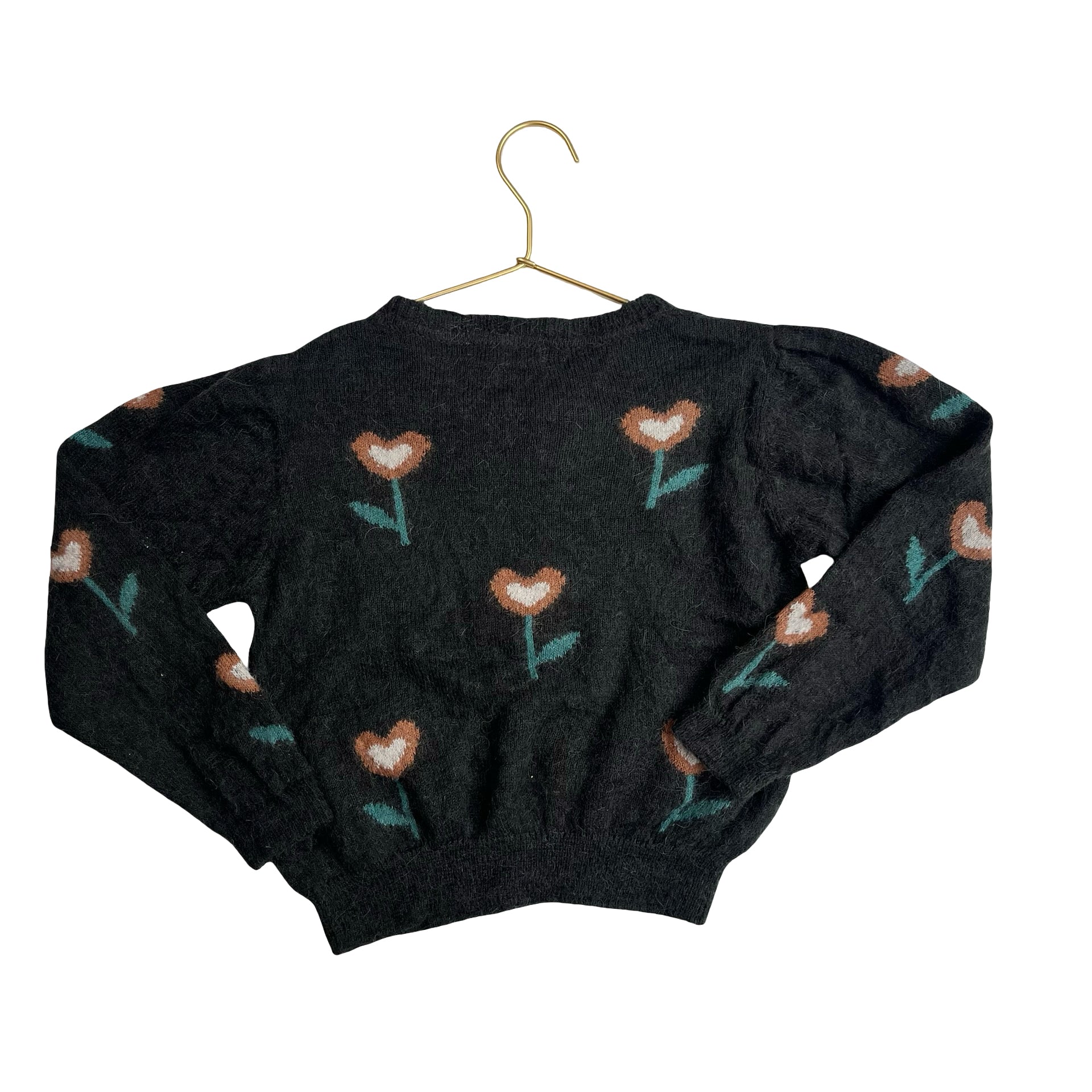 Emile et Ida Black Flower Pattern Sweater - Size 6A