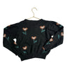 Emile et Ida Black Flower Pattern Sweater - Size 6A