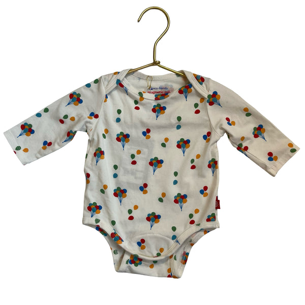 Magnetic Me Ivory & Multi-Color Balloon Print Onesie Bodysuit - Size 0-3 Mo