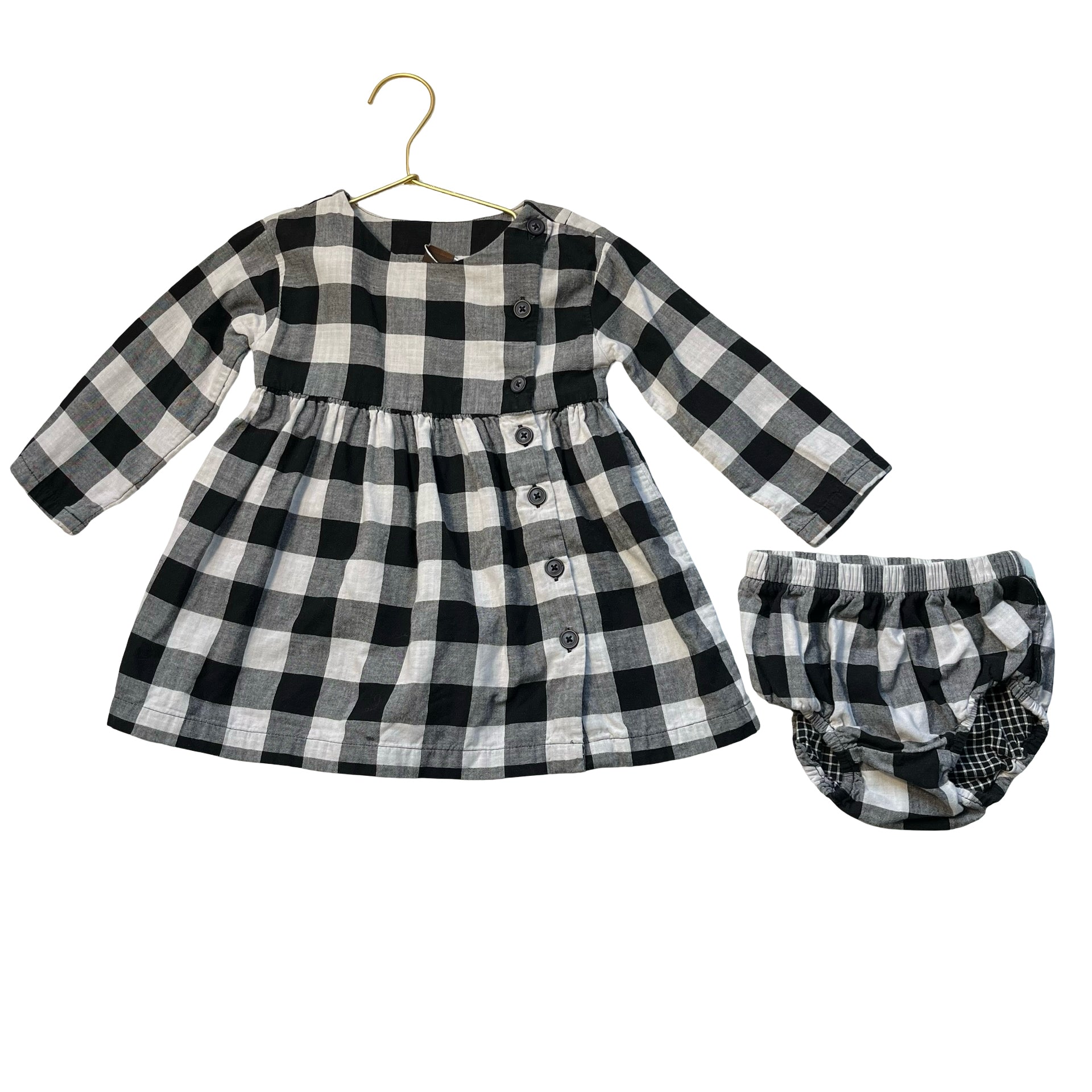 Tea Collection Black & Ivory Check Dress & Bloomers - Size 18-24 Mo