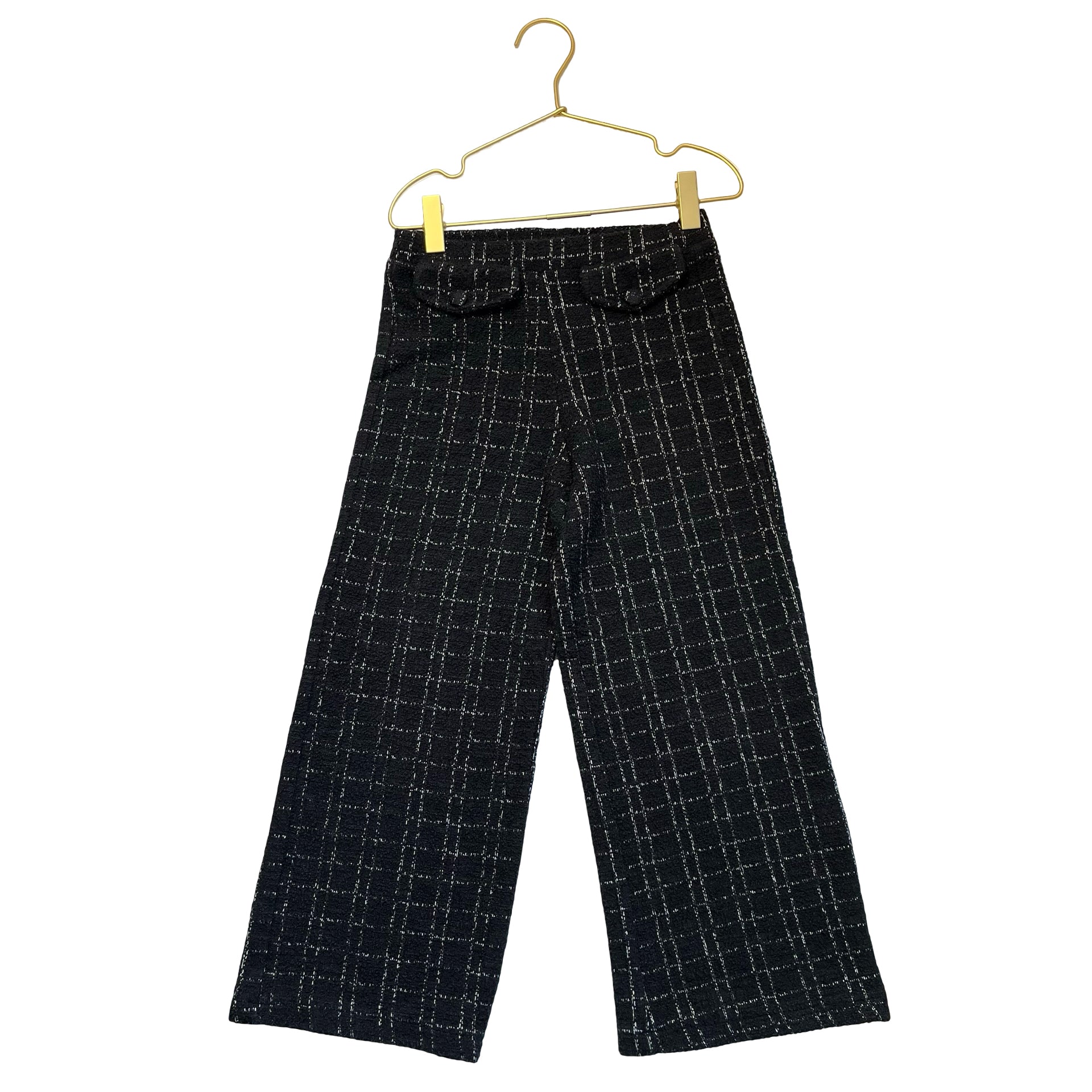 Zara Black & White Windowpane Plaid Tweed Pants - Size 8
