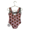 Of One Sea Reversible Sage Green & Peach Fruit Print Swim Suit with Tags - 3-4