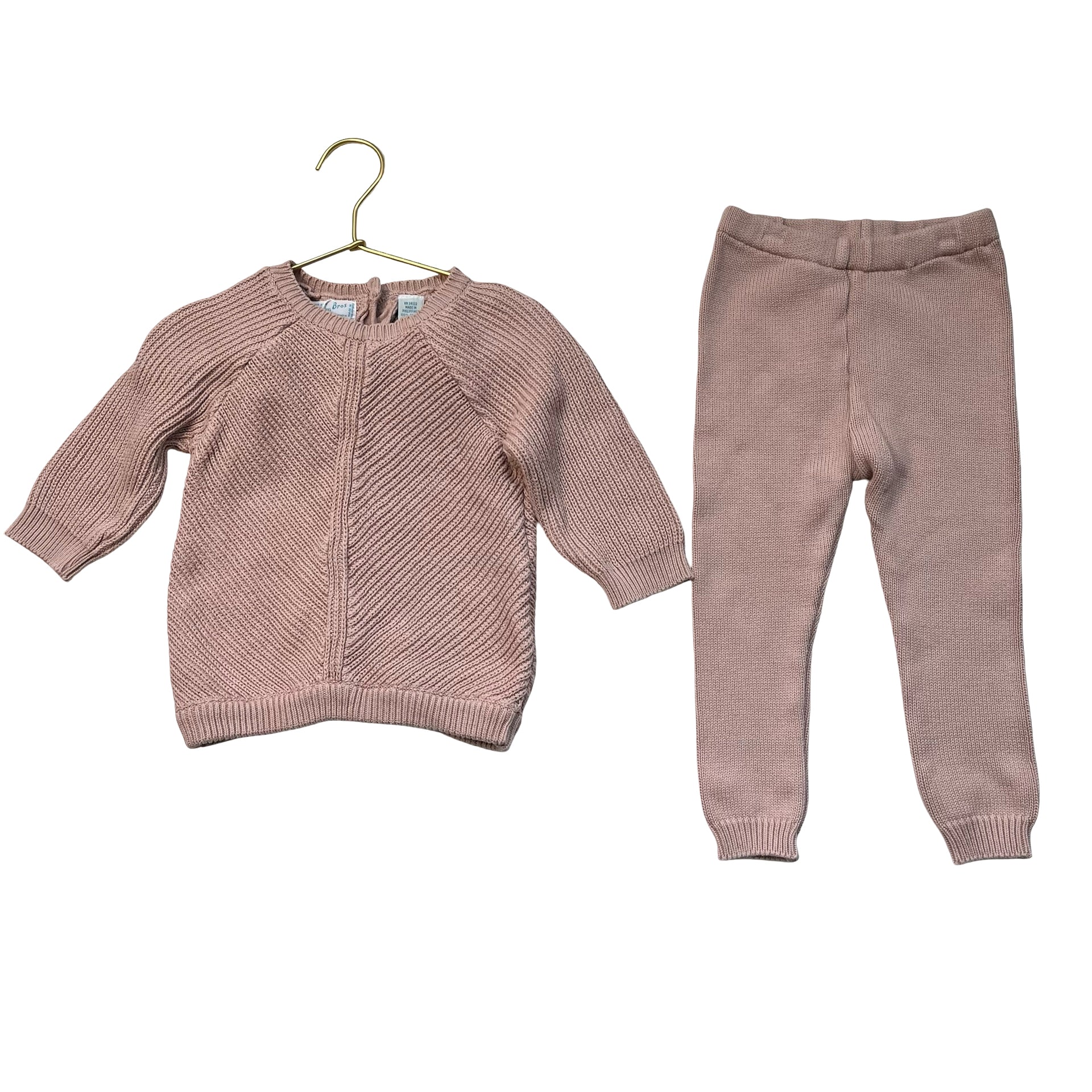 Feltman Bros. Pink Cotton Sweater & Knit Pants Set - Size 2T