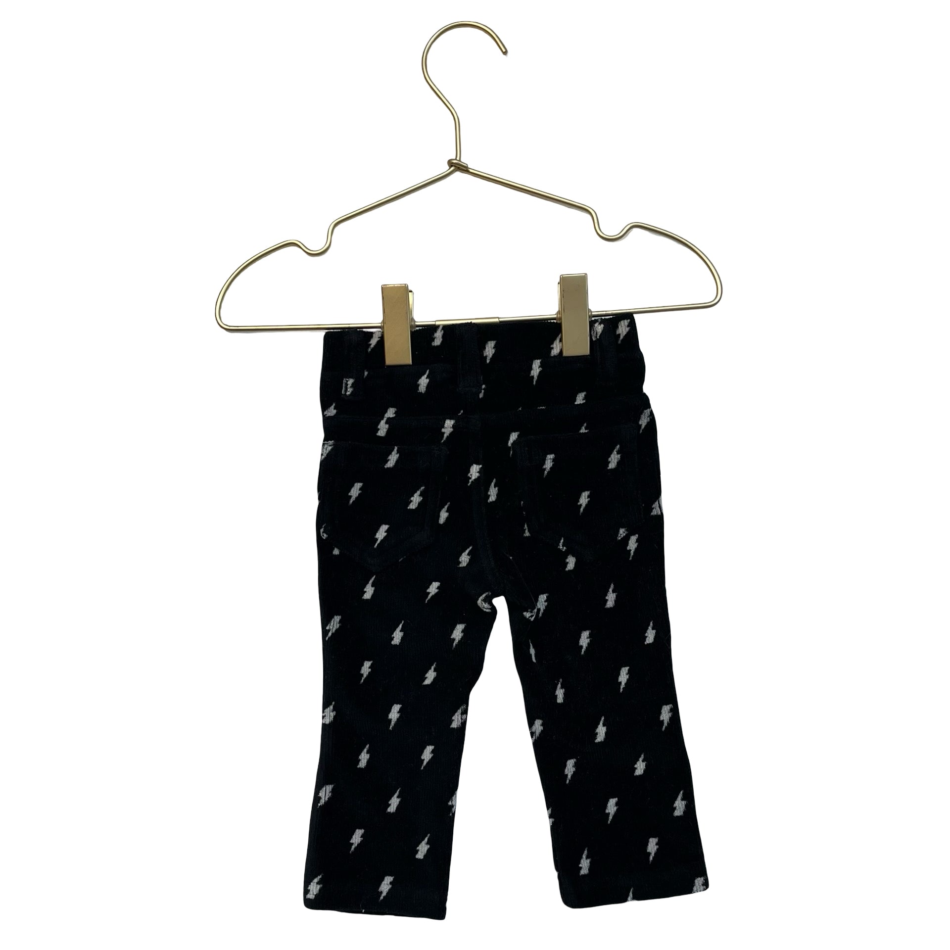 United Colors of Benetton Black & White Bolt Print Ribbed Velour Pants - 6-9 Mo