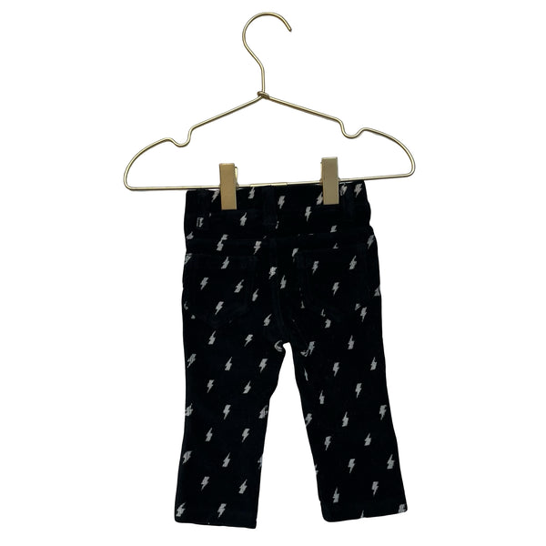 United Colors of Benetton Black & White Bolt Print Ribbed Velour Pants - 6-9 Mo
