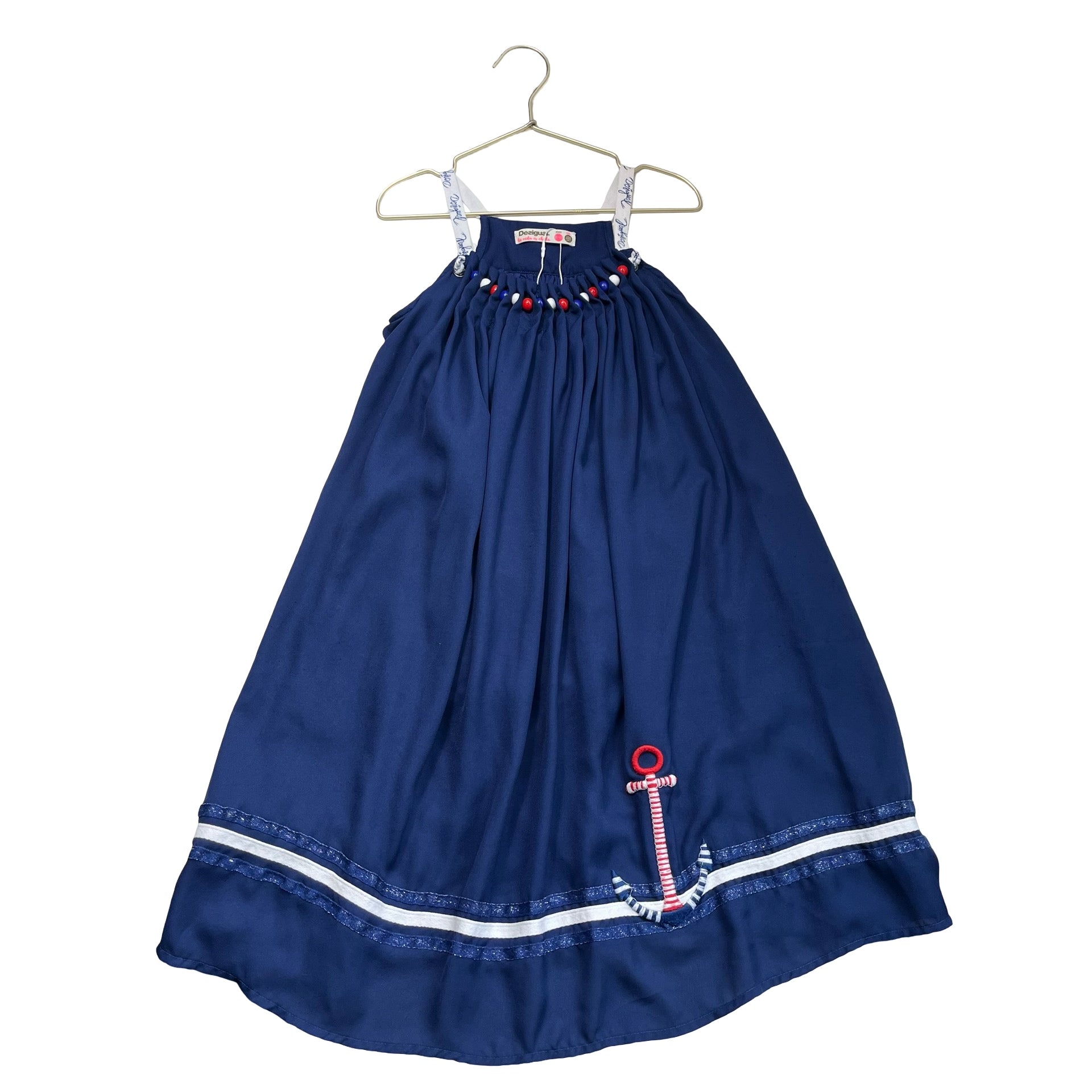 Desigual Navy, White & Red Anchor Sleeveless Dress - Size 9/10