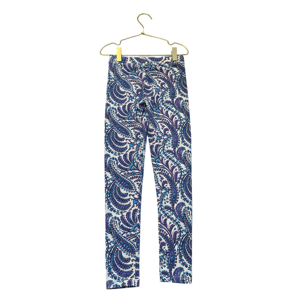 Crewcuts Ivory, Purple, Blue Paisley Leggings - Size 8