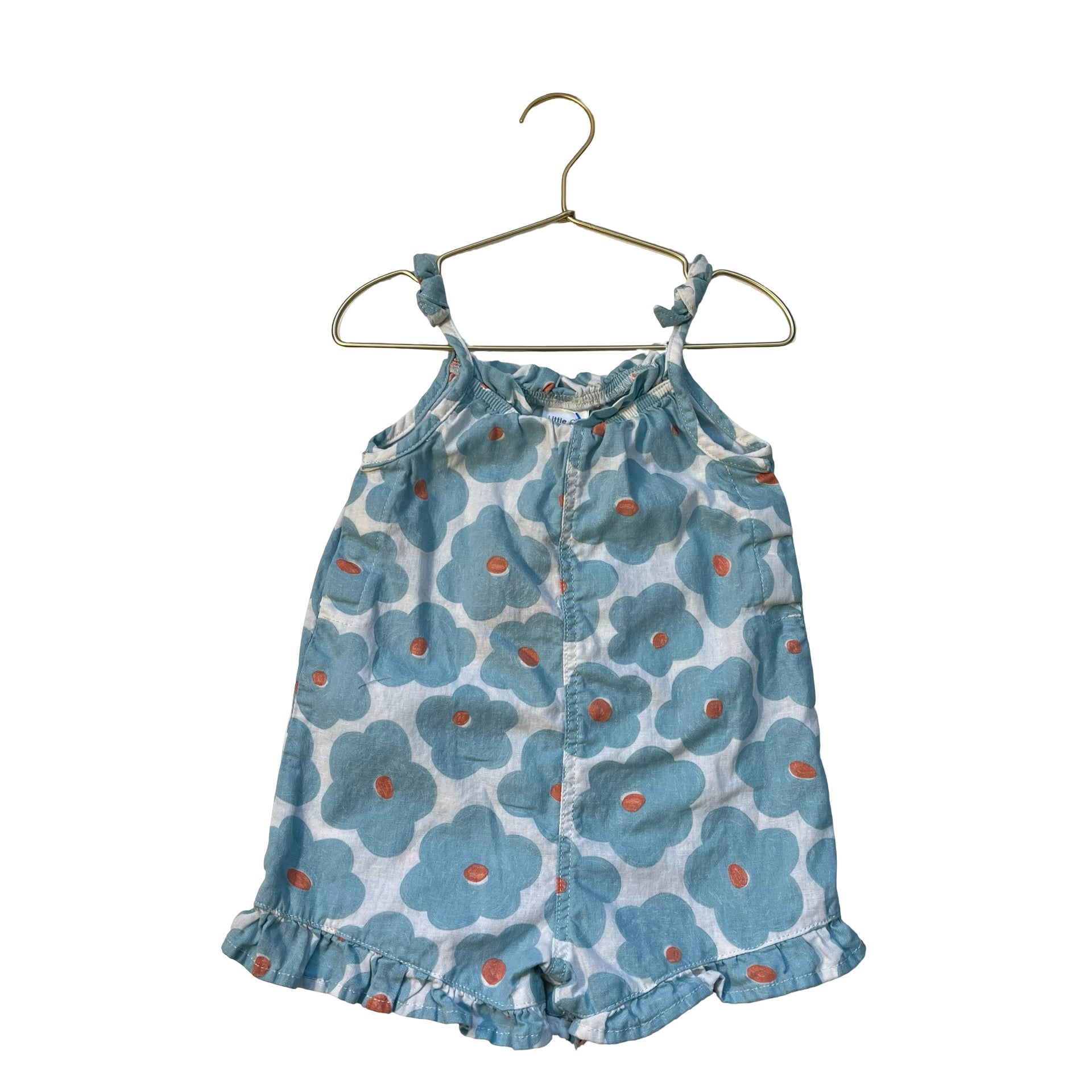 Little Co. by Lauren Conrad Ivory & Blue Flower Print Linen-Cotton Romper - 3T