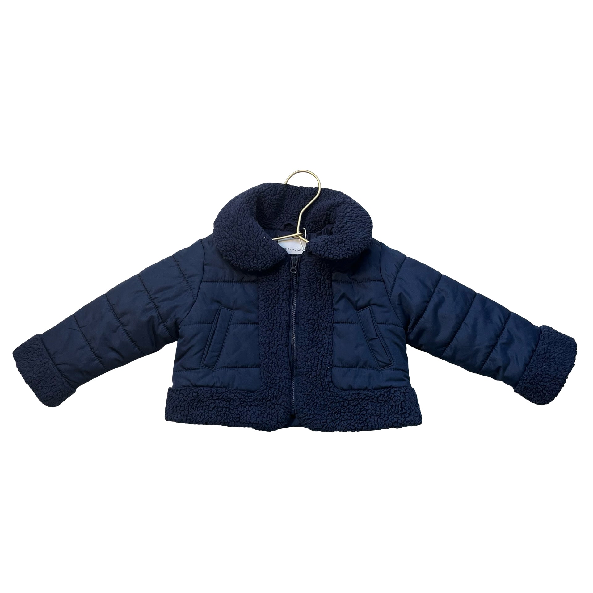 Janie and Jack Size Navy Jacket, Sherpa Trim - Size 18-24 Mo