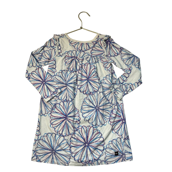 Tea Collection Ivory, Pink, Blue, Purple Flower Print Dress - Size 6