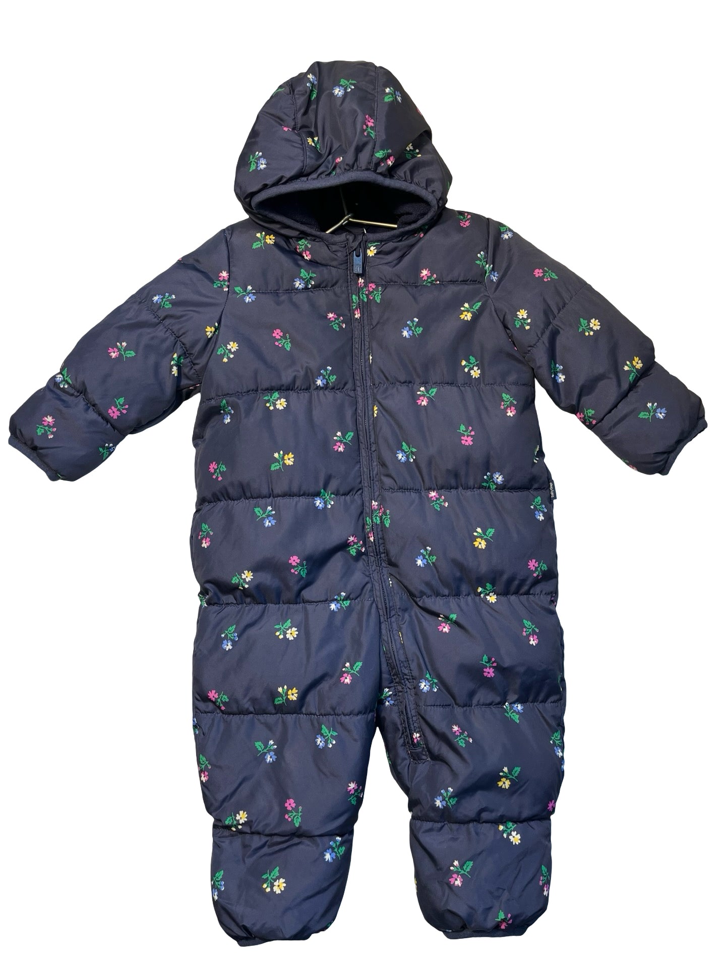 Baby Gap Navy Floral Puffer Bunting - Size 6-12 Mo