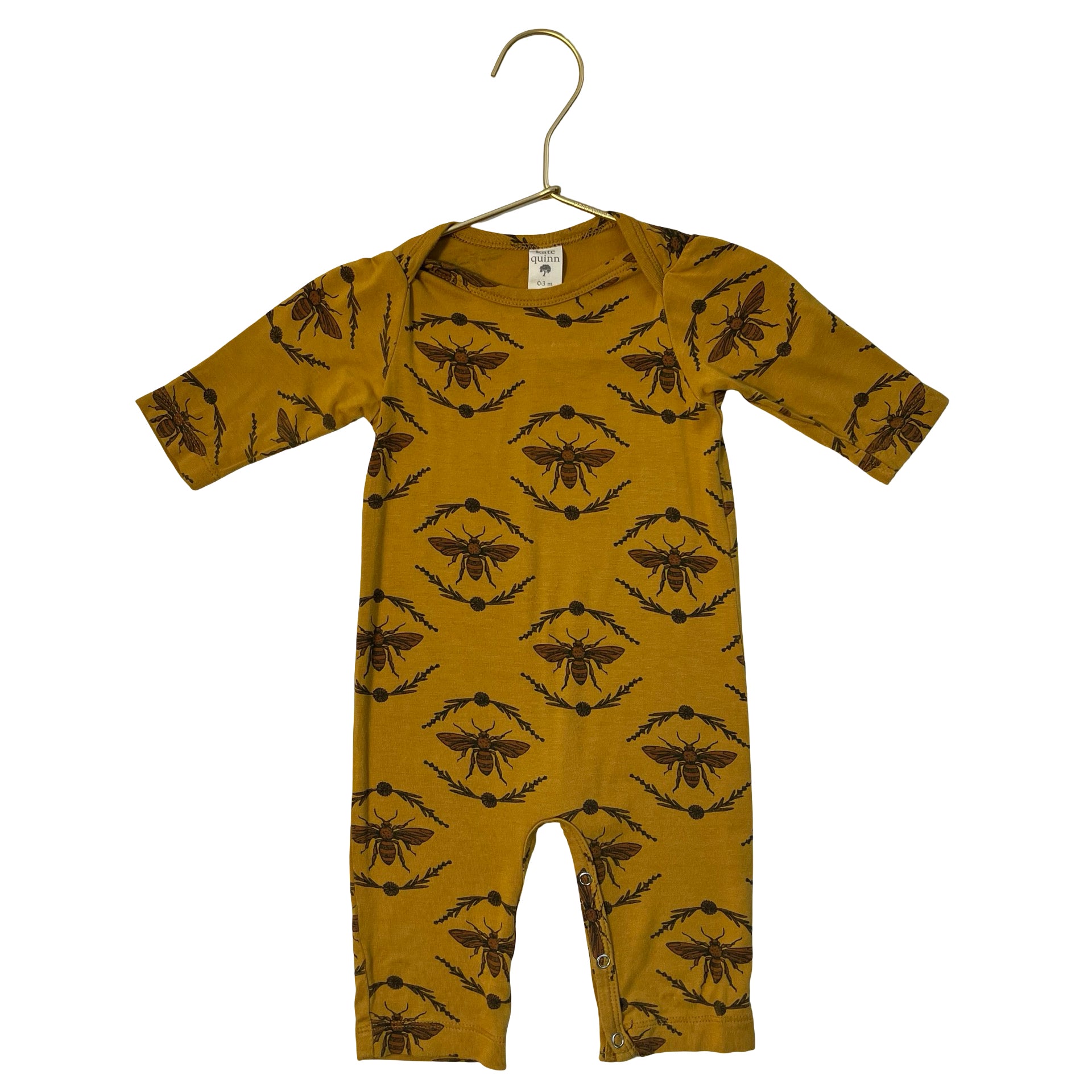 Kate Quinn Yellow Bee Print One-Piece - Size 0-3 Mo
