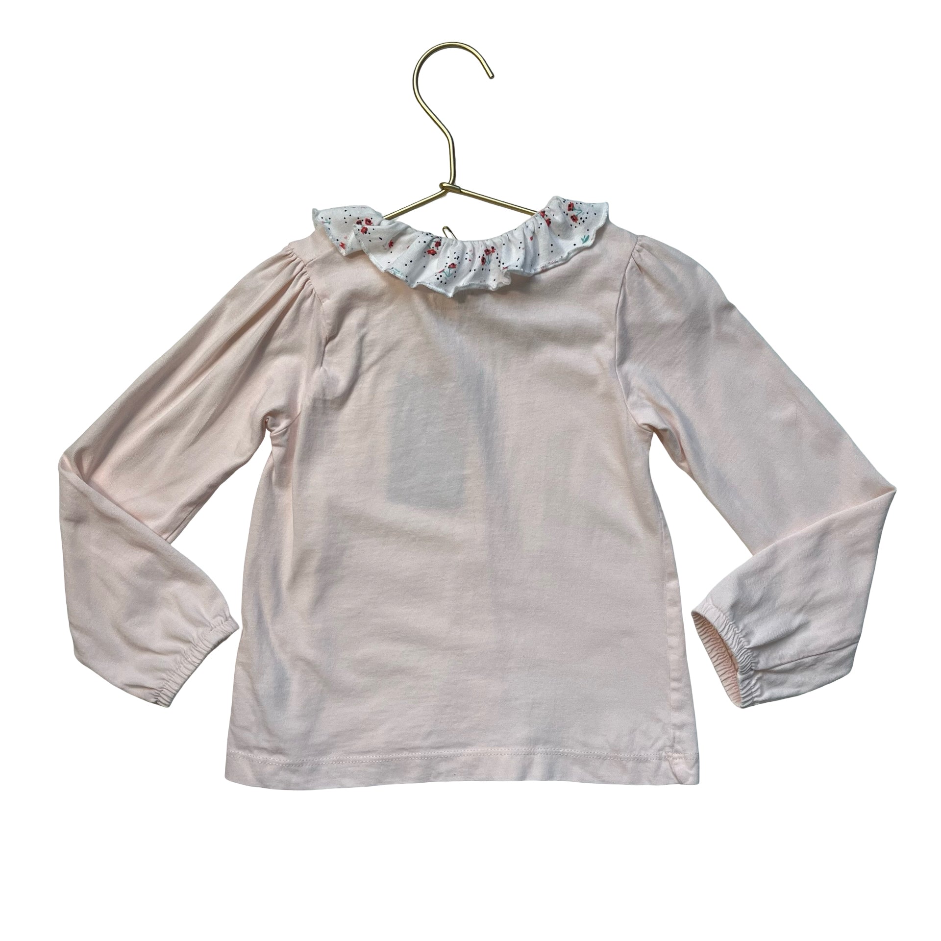 Leigh Tucker Willow Pink & Floral Collar Button Down Top - Size 3-4