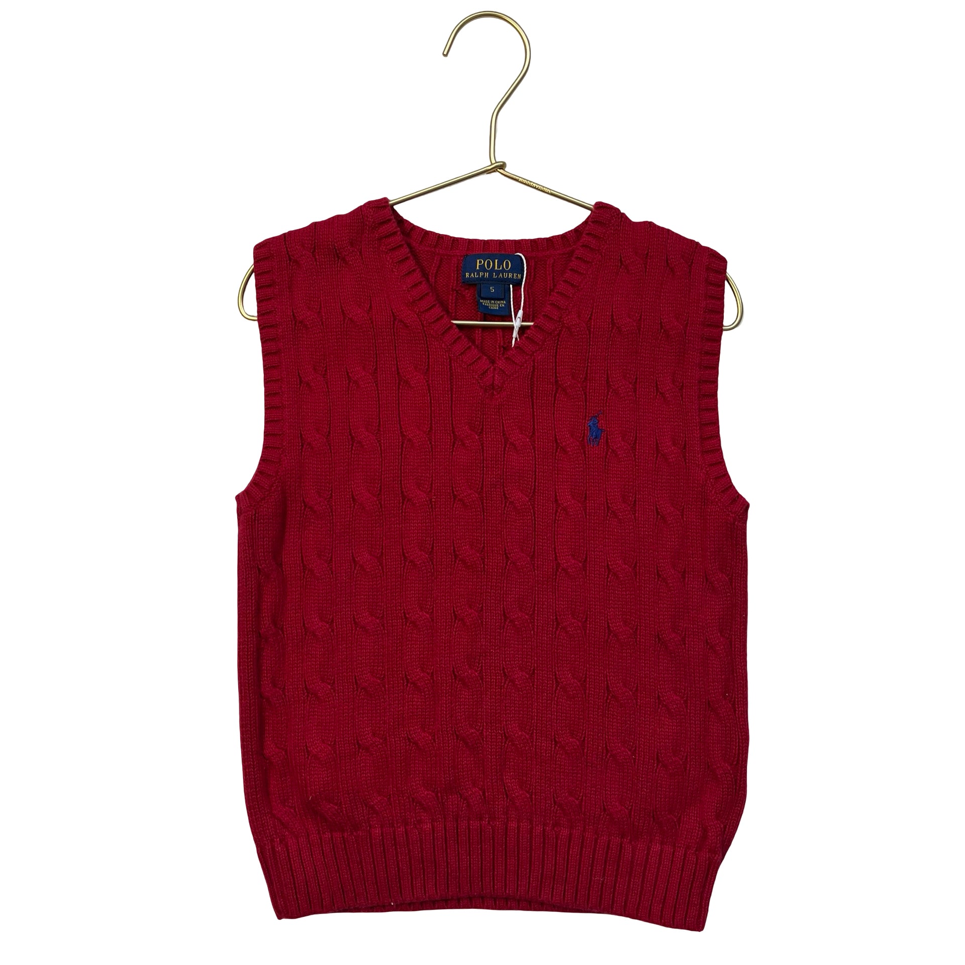 Polo Ralph Lauren Red Cable-Knit Cotton Sweater Vest - Size 5