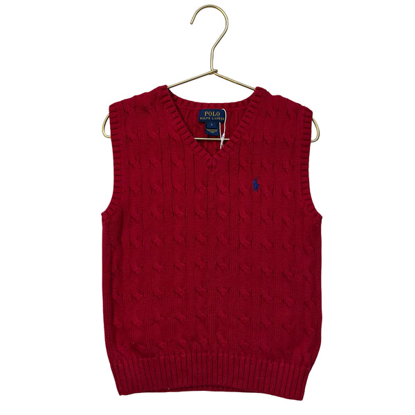 Polo Ralph Lauren Red Cable-Knit Cotton Sweater Vest - Size 5