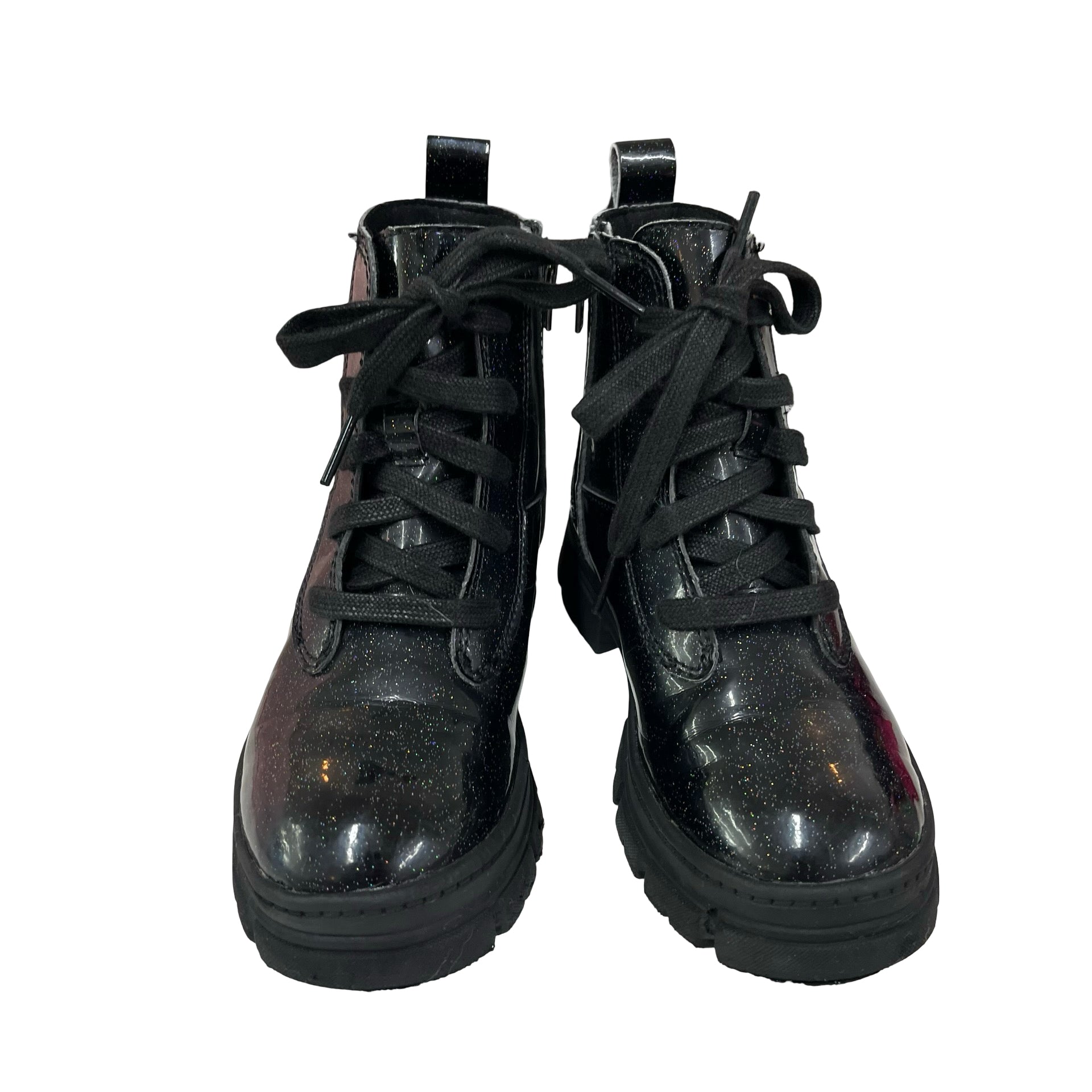 UGG Ashton Lace-Up Glitter Black Boots - Size 1Y Big Kid