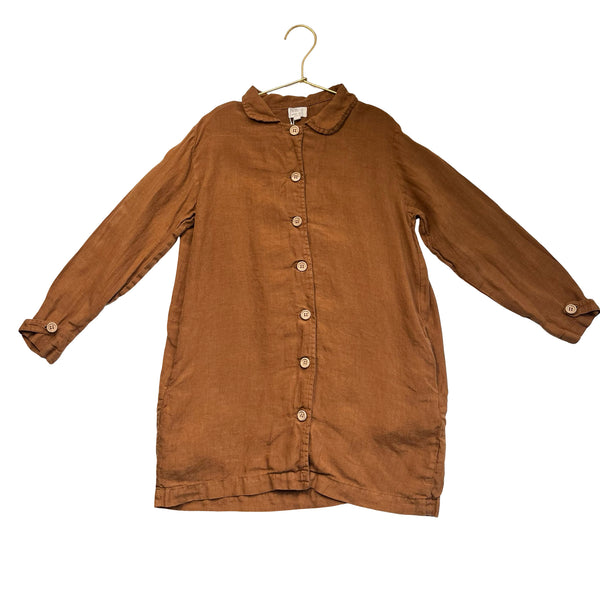 The Simple Folk Brown Linen Shirt Dress - Size 7-8