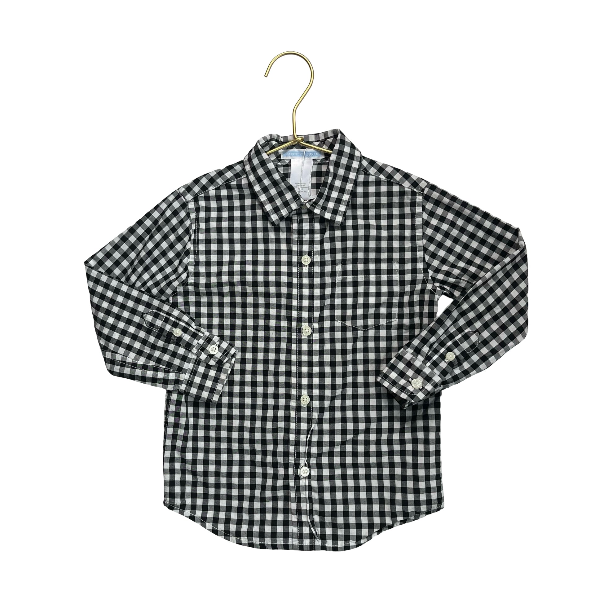 Janie and Jack Black & White Check Button Down - Size 2T