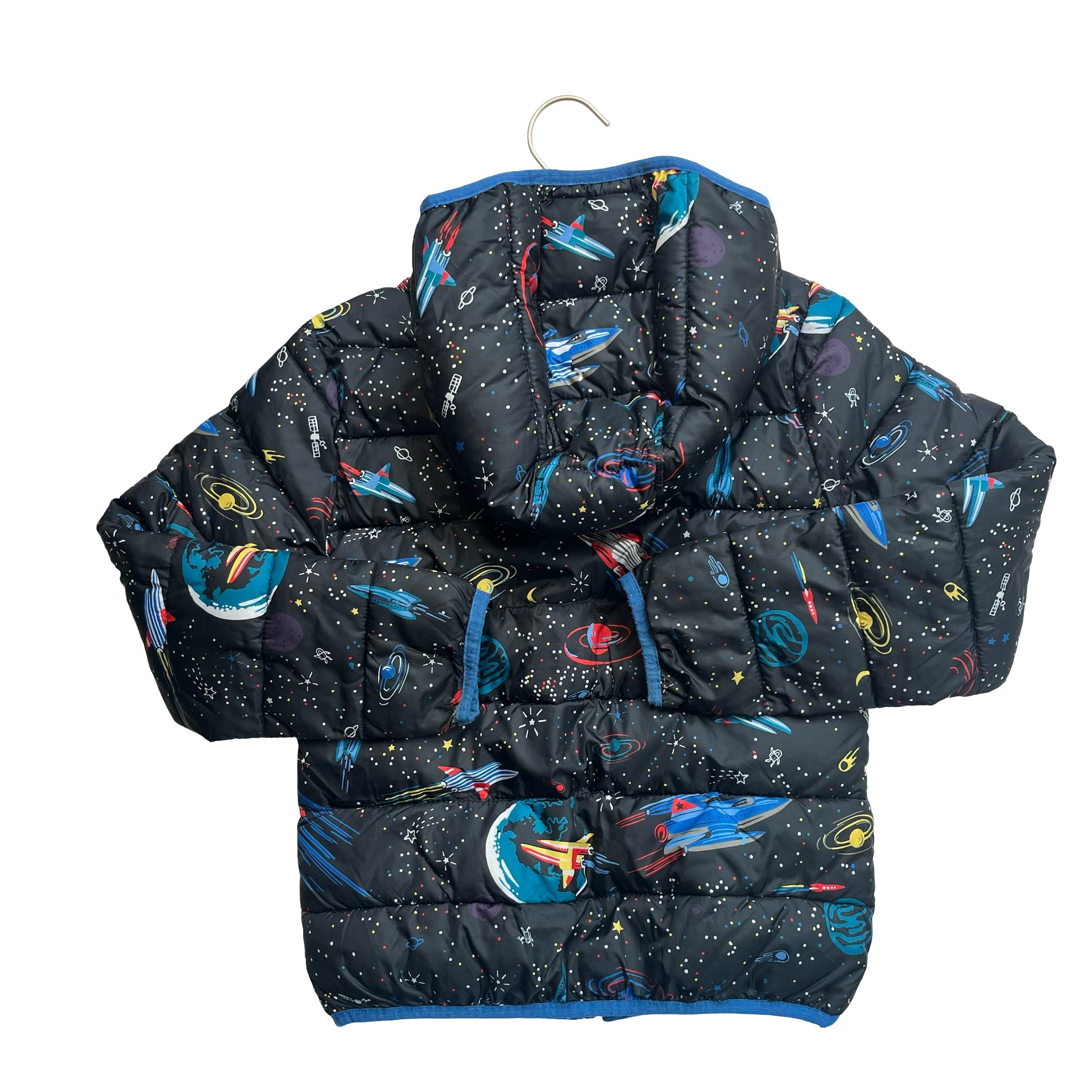 Hanna Andersson Black Space Print Hooded Winter Jacket - Size 6-7