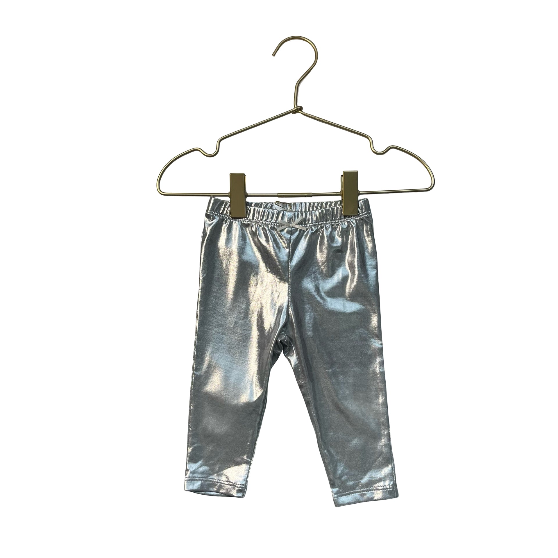 Pink Chicken Silver Metallic Leggings - Size 3-6 Mo