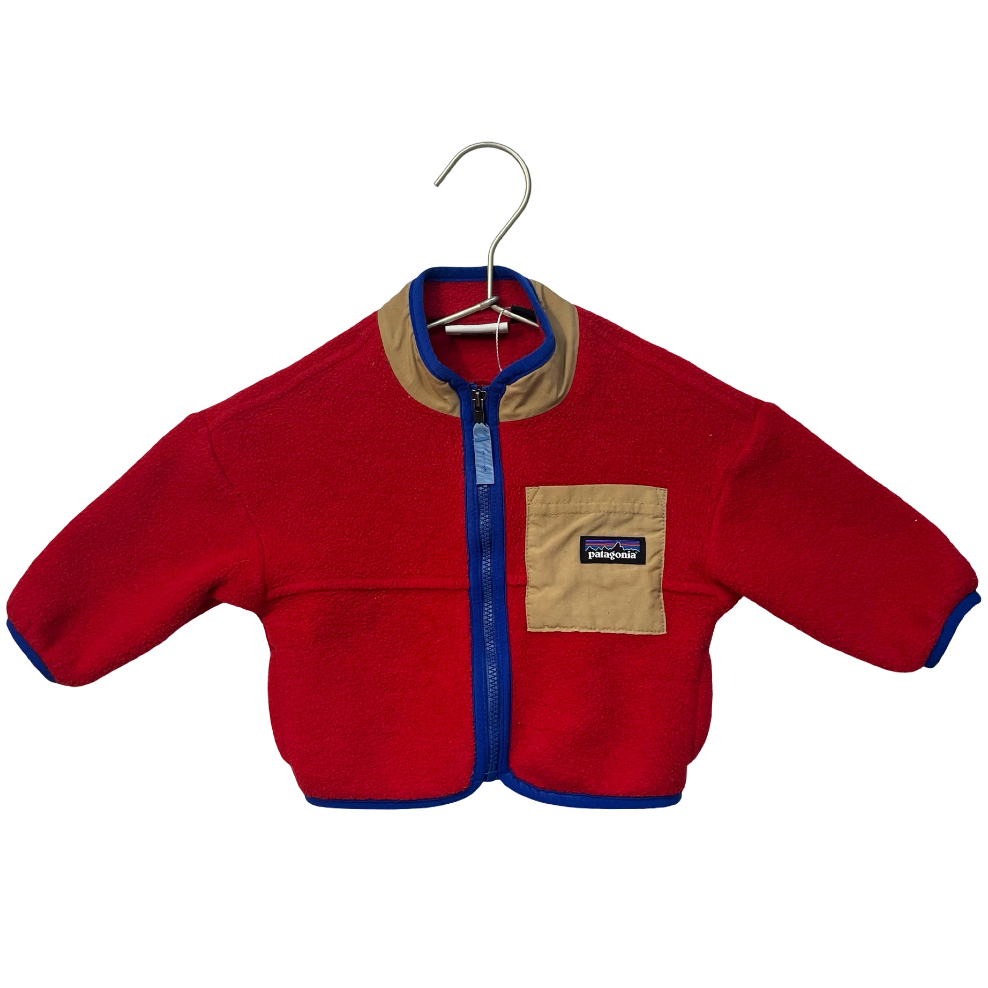 Patagonia Red, Tan, Blue Fleece Jacket - Size 3-6 Mo