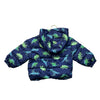 Old Navy Navy & Green Dino Print Hooded Puffer Jacket - Size 18-24 Mo