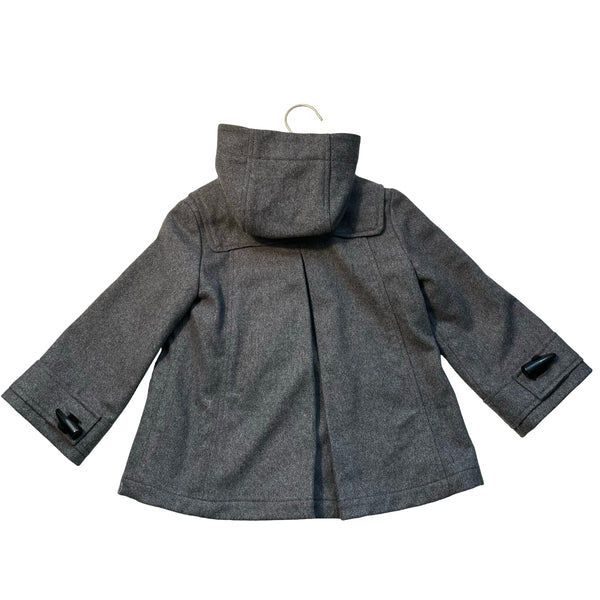 Burberry Gray Wool-Blend Hooded Toggle Jacket - Size 4Y