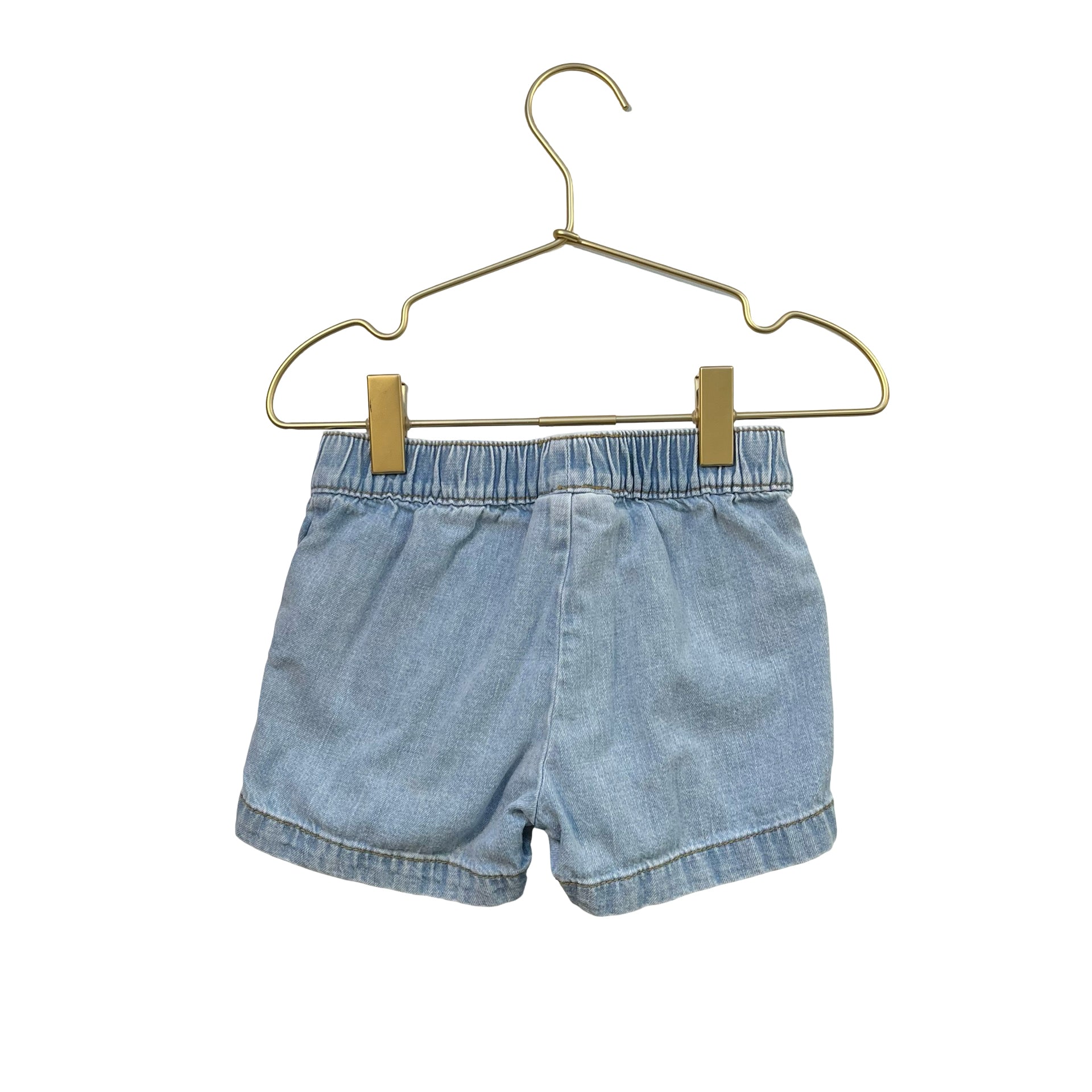 Cat & Jack Light Wash Denim Jean Shorts, White Embroidered Flowers - Size 4T