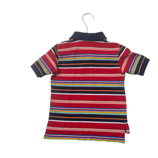 Polo Ralph Lauren Red & Multi-Color Striped Polo Shirt - Size 4