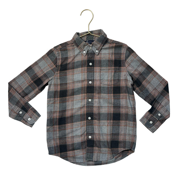 Janie and Jack Gray, Black, Brown Plaid Flannel - Size 6