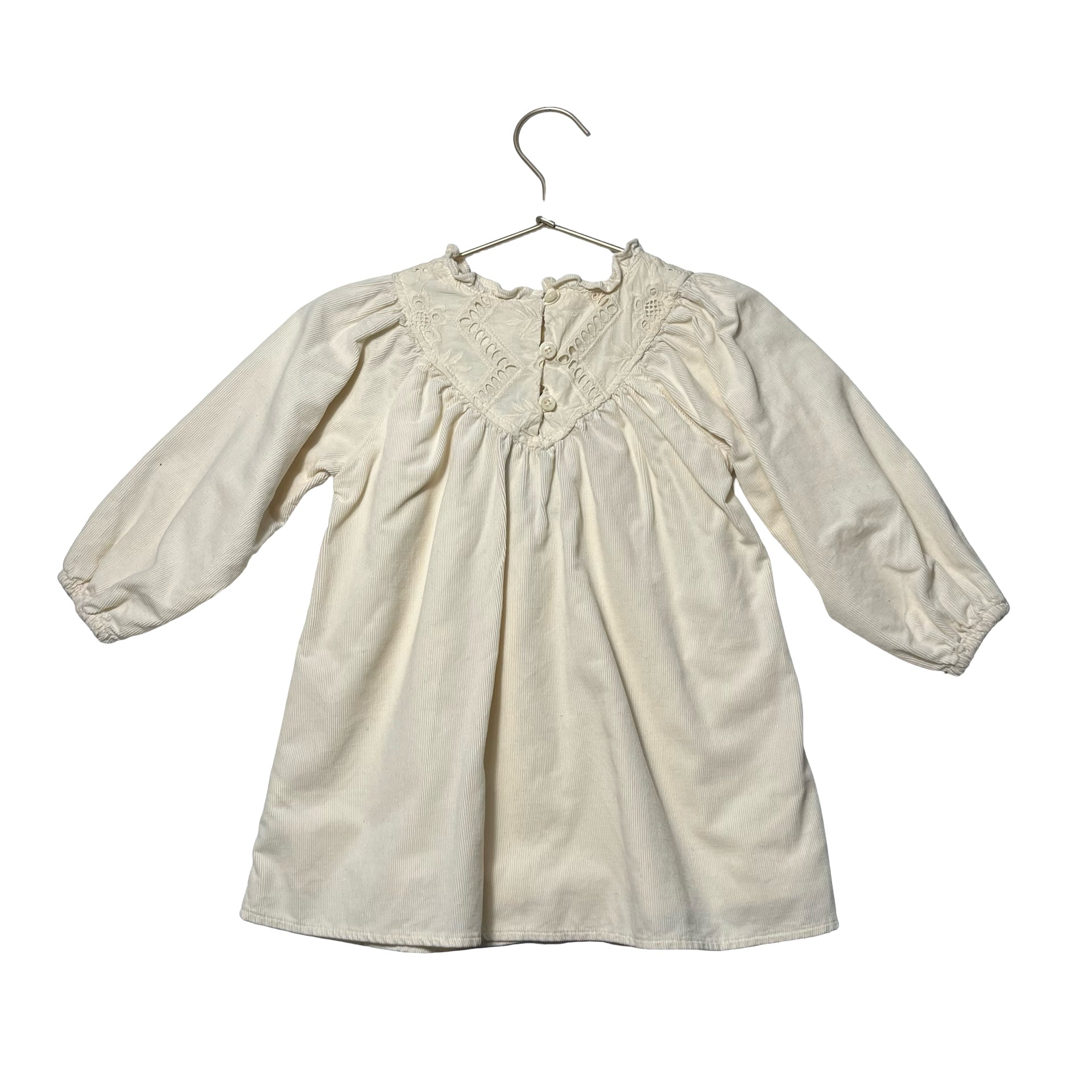 Zara Ivory Corduroy & Eyelet Dress - Size 2
