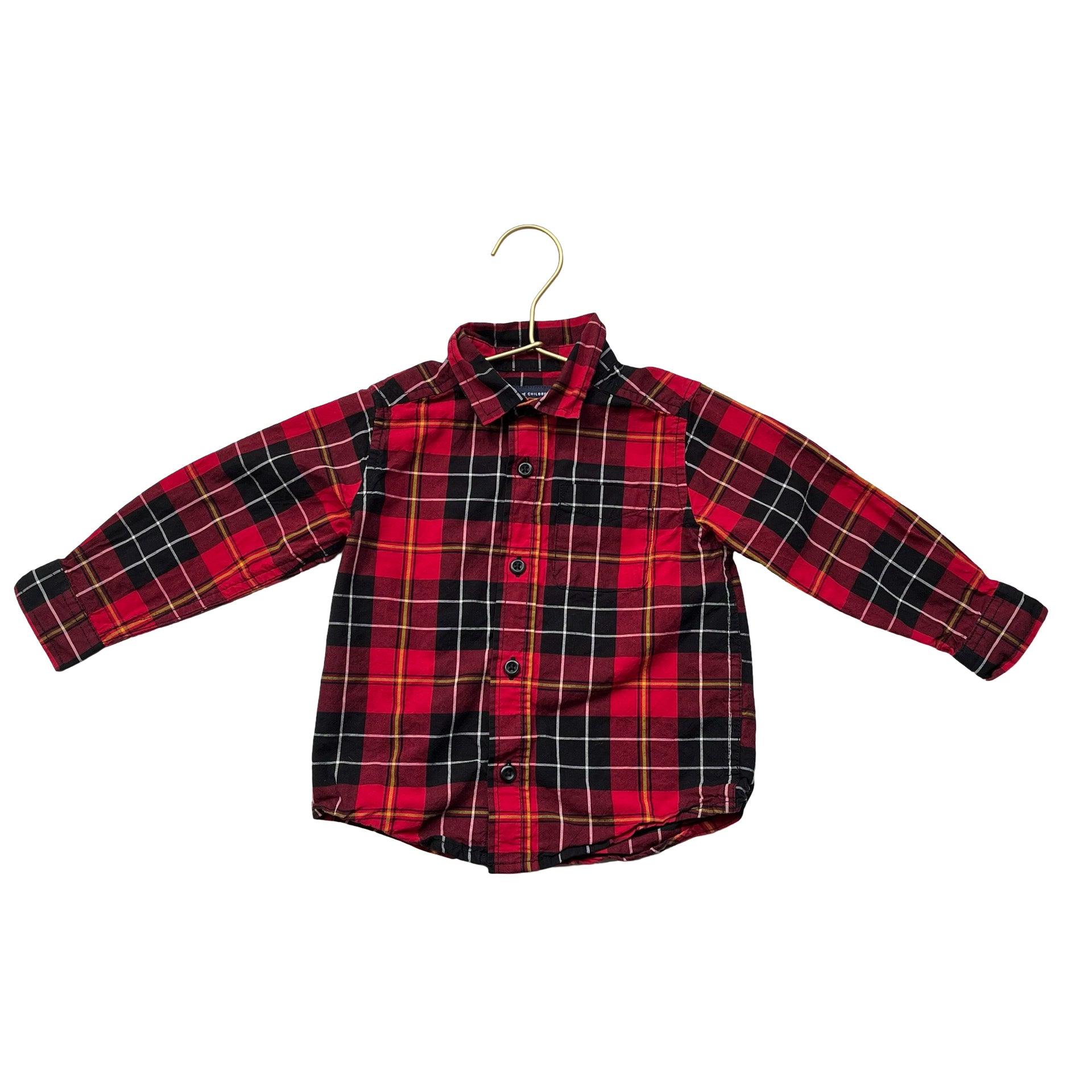 Children's Place Red & Black Plaid Button Down Shirt - Size 18-24 Months