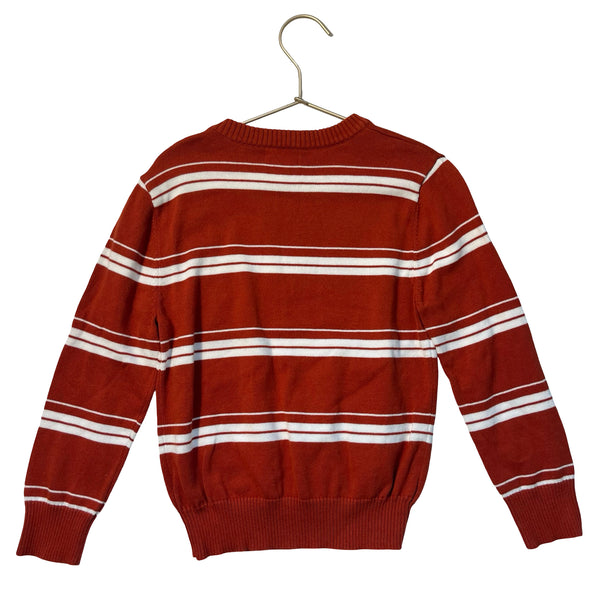 Cat & Jack Burnt Orange & Ivory Striped Cotton Sweater - Size XS 4-5