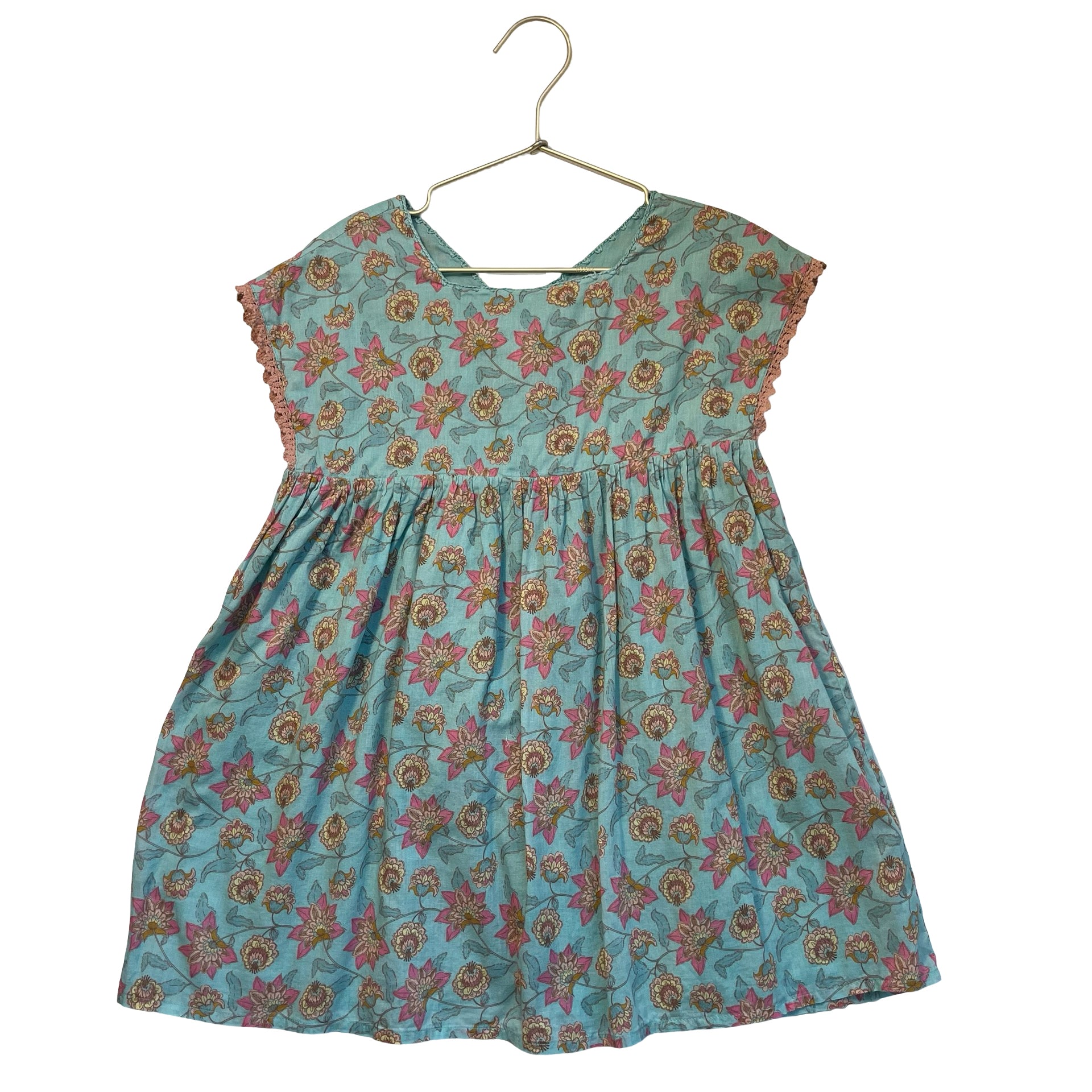 Louise Misha Aqua Blue Floral Dress - Size 5Y