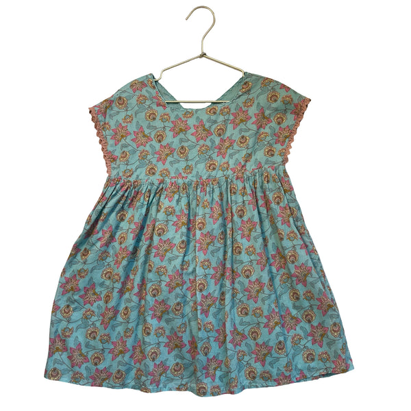 Louise Misha Aqua Blue Floral Dress - Size 5Y