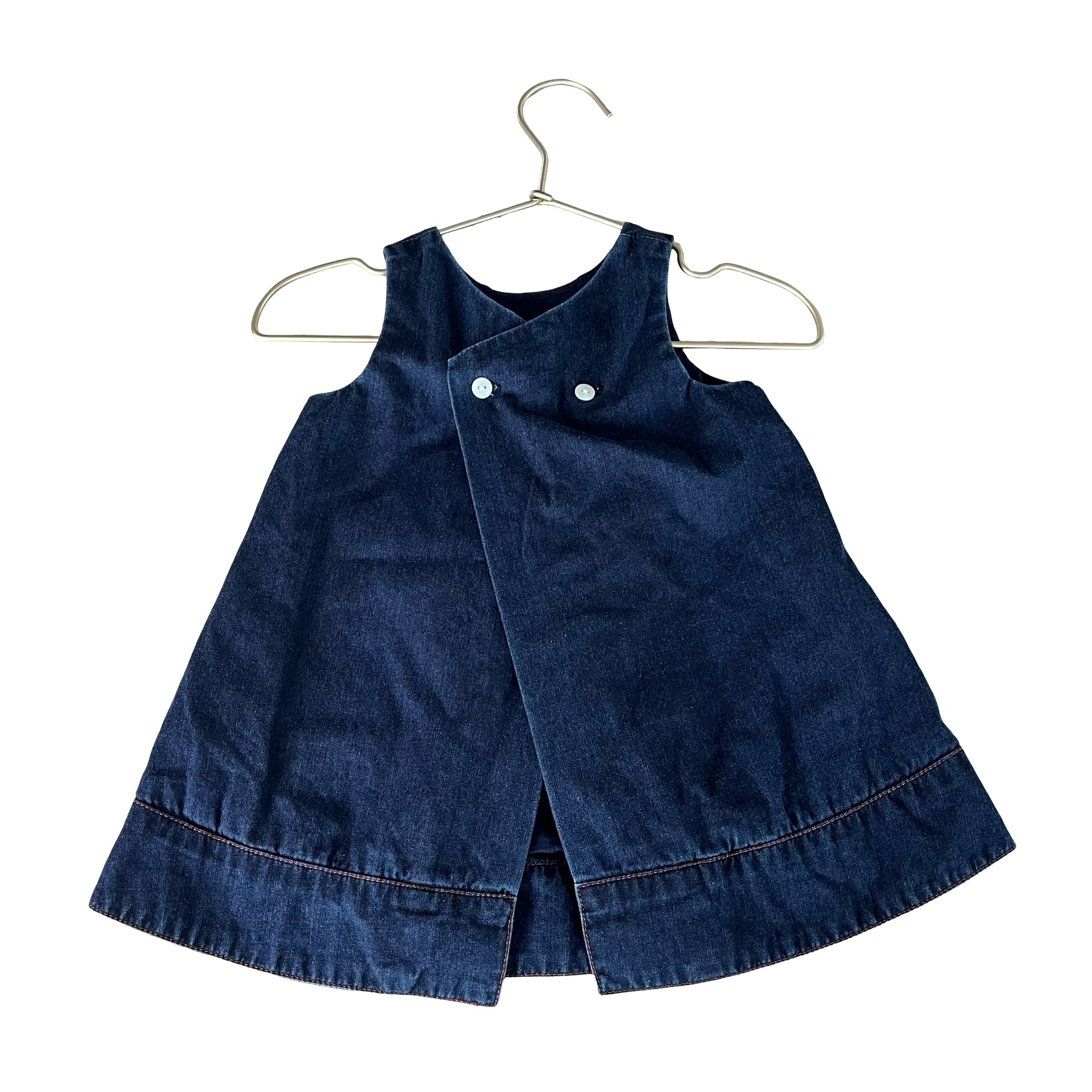 Jacadi Dark Denim & Plaid Bow Dress - Size 12 Mo