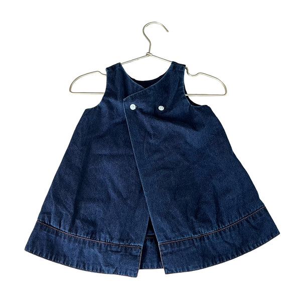 Jacadi Dark Denim & Plaid Bow Dress - Size 12 Mo