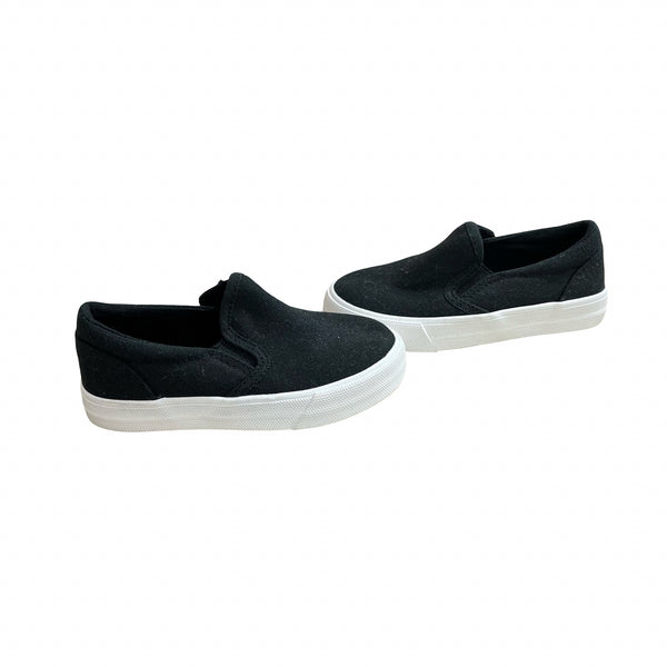 Children's Black Canvas Slip-On Sneakers - Size 8
