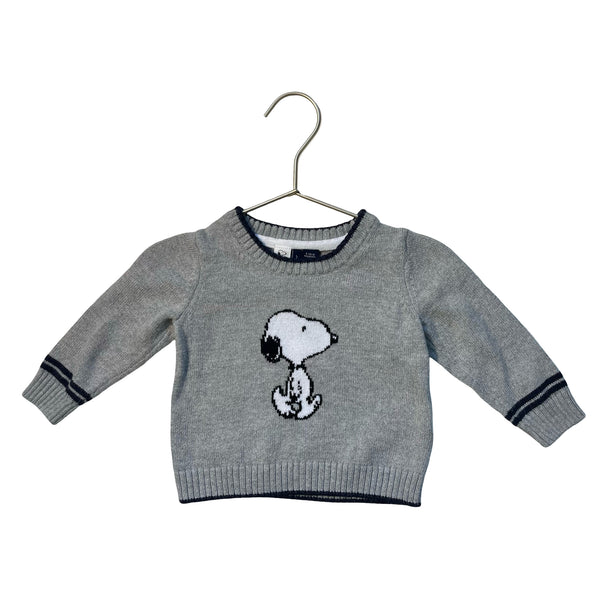 Janie and Jack x Peanuts Gray Snoopy Sweater - Size 6-12 Mo