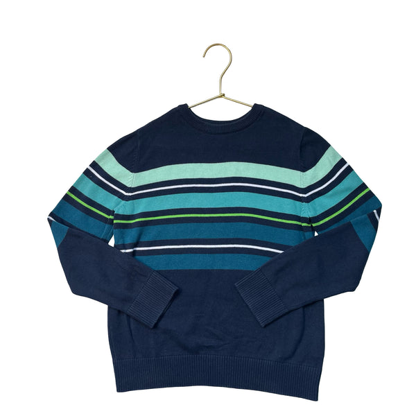 Children's Place Navy & Teal Striped Cotton Sweater - Size M 7-8