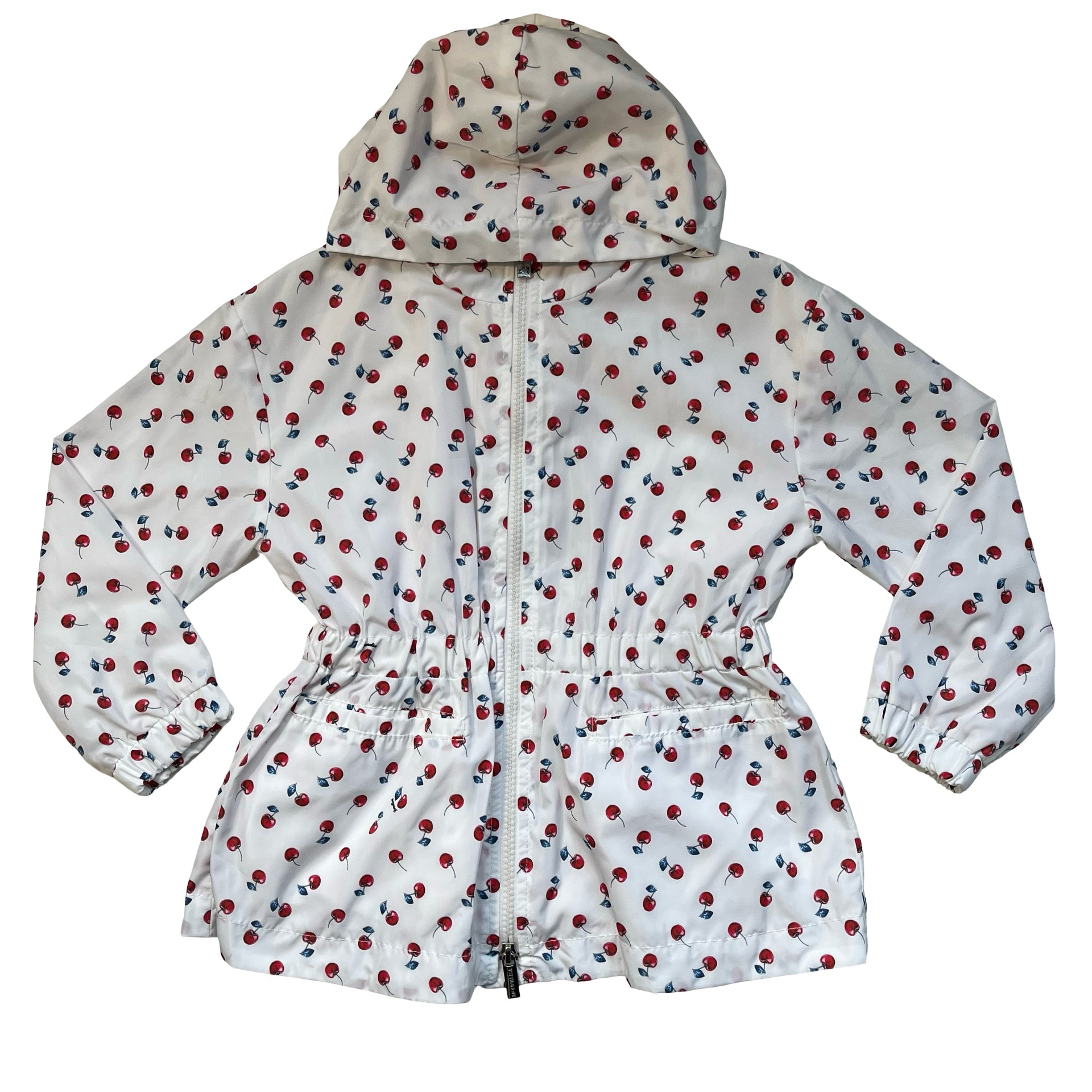 Monnalisa White & Red Cherry Print Windbreaker Jacket - Size 5