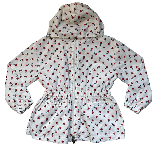 Monnalisa White & Red Cherry Print Windbreaker Jacket - Size 5